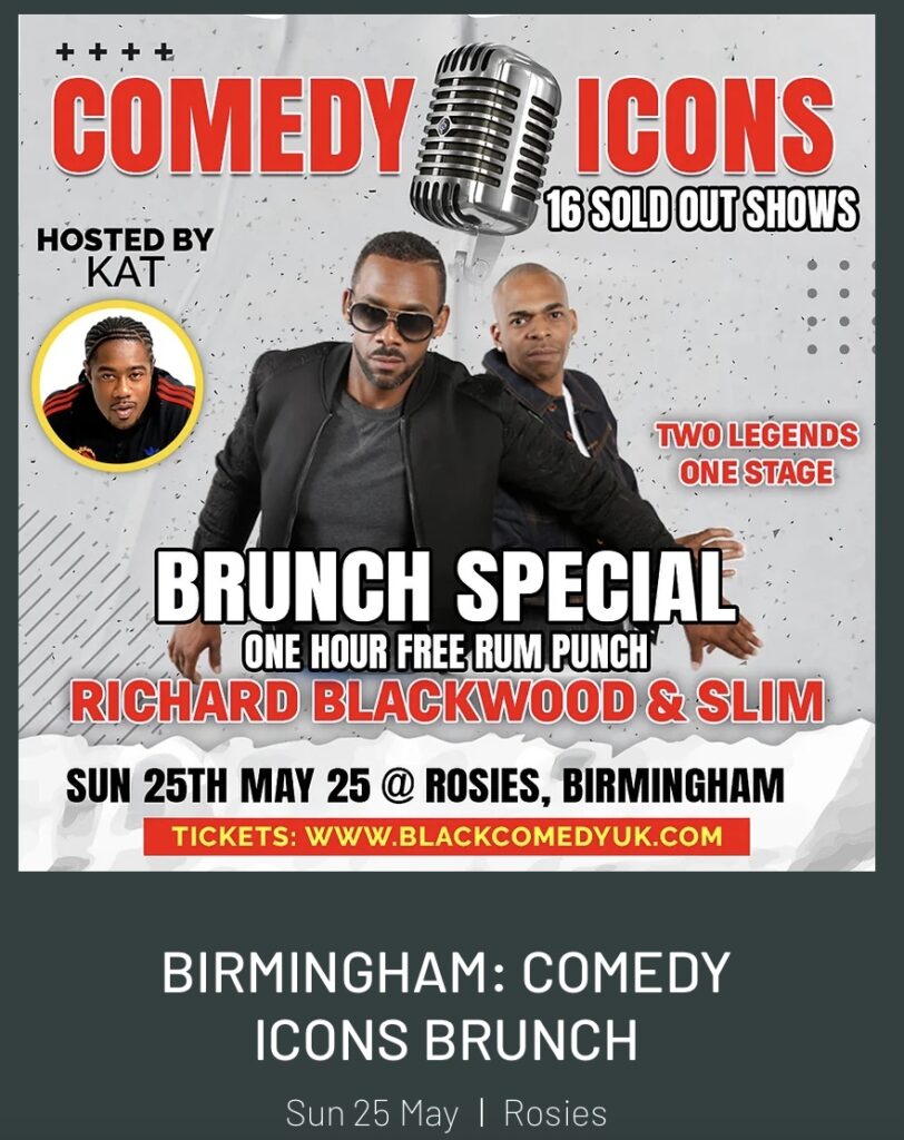 Kat hosts Comedy Icons brunch in Bham Sun 25 May « GeeStor